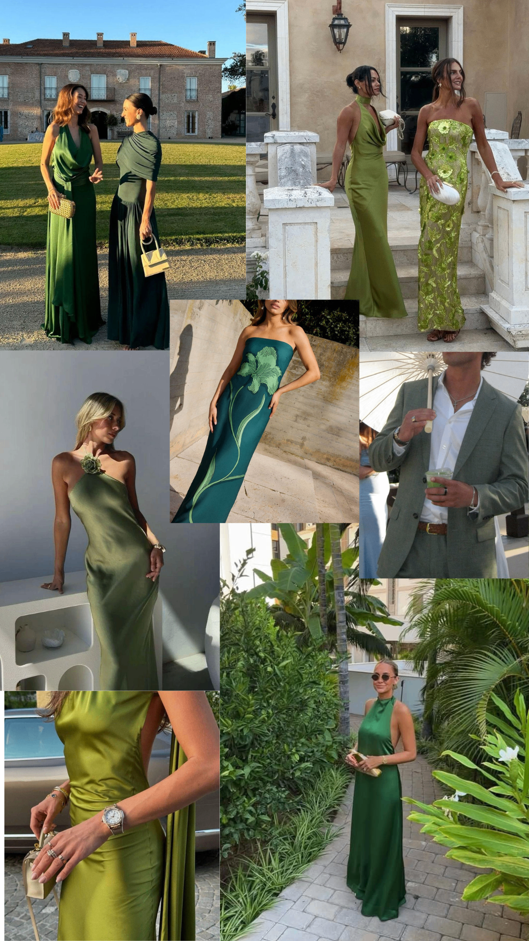Dresscode moodboard met groene formele looks