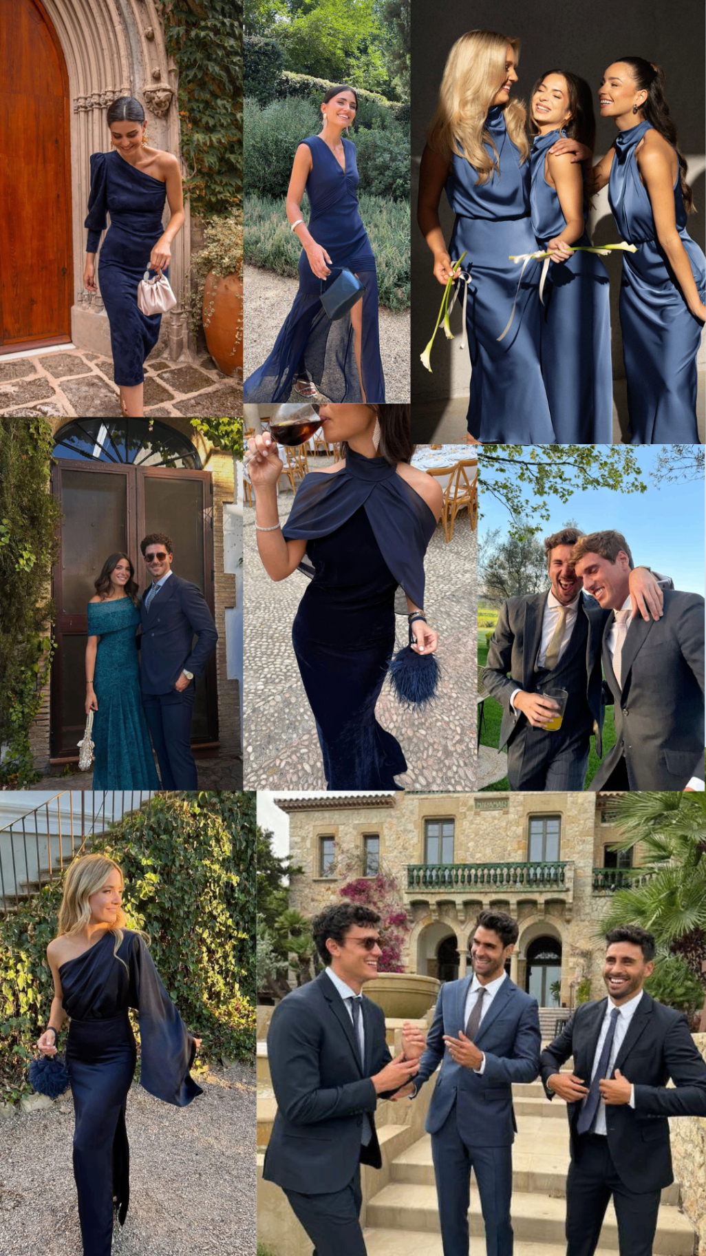 Dresscode moodboard met midnight blue formele outfits